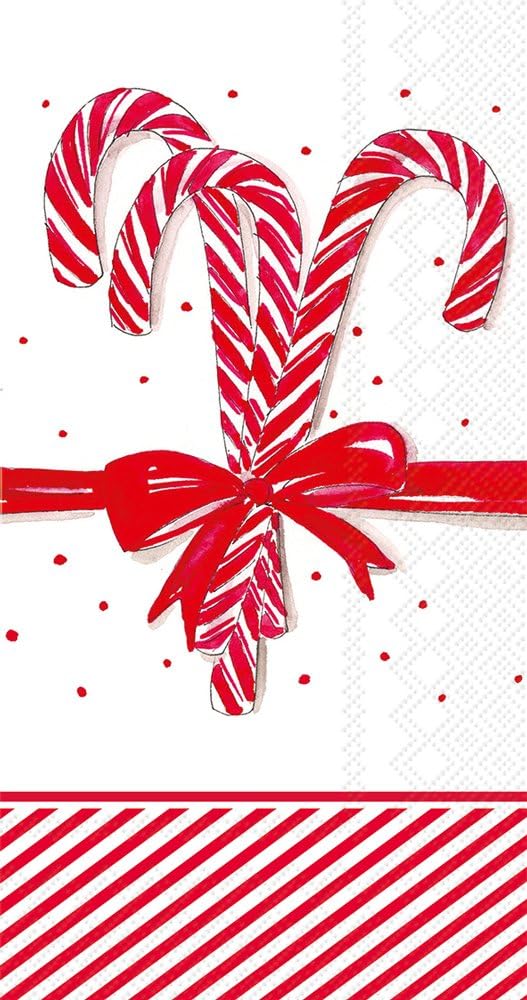 Boston International Christmas Hand Towels Paper Guest Towels Disposable Fingertip Towels Christmas Bathroom Decor Candycane Decor Pak 32