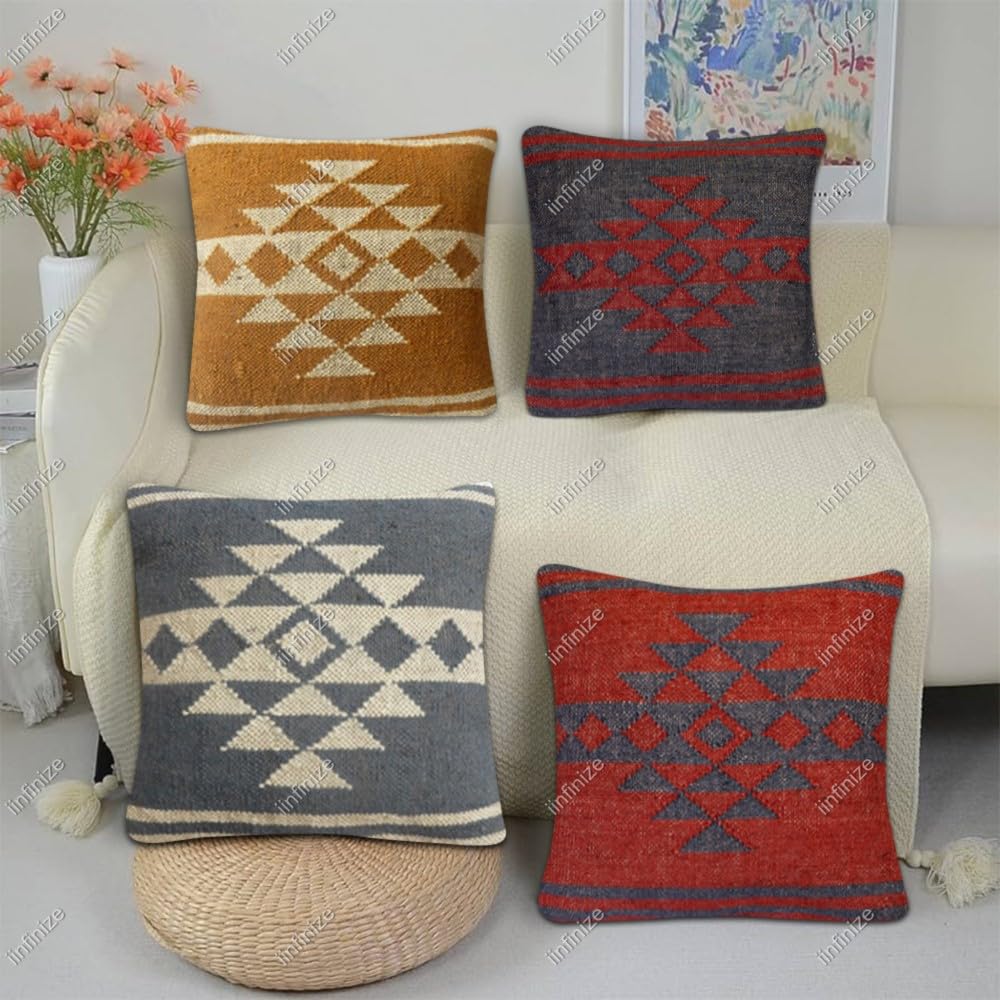 Coussin de canapé vintage en jute pour décoration salon et terrasse bohème