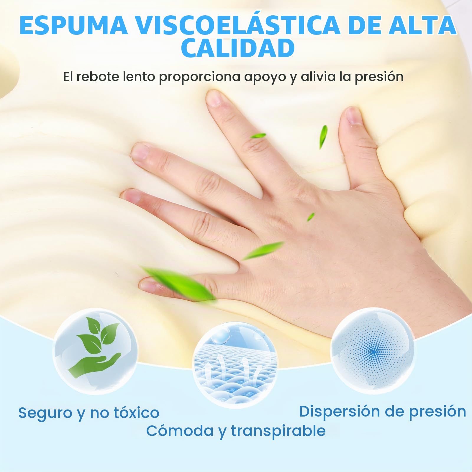 NEWHEY Almohada Cervicales y Cuello Almohada Viscoelástica ergonómica para Dormir de Lado Boca Arriba y Boca Abajo Relaja el Cuello y los Hombros