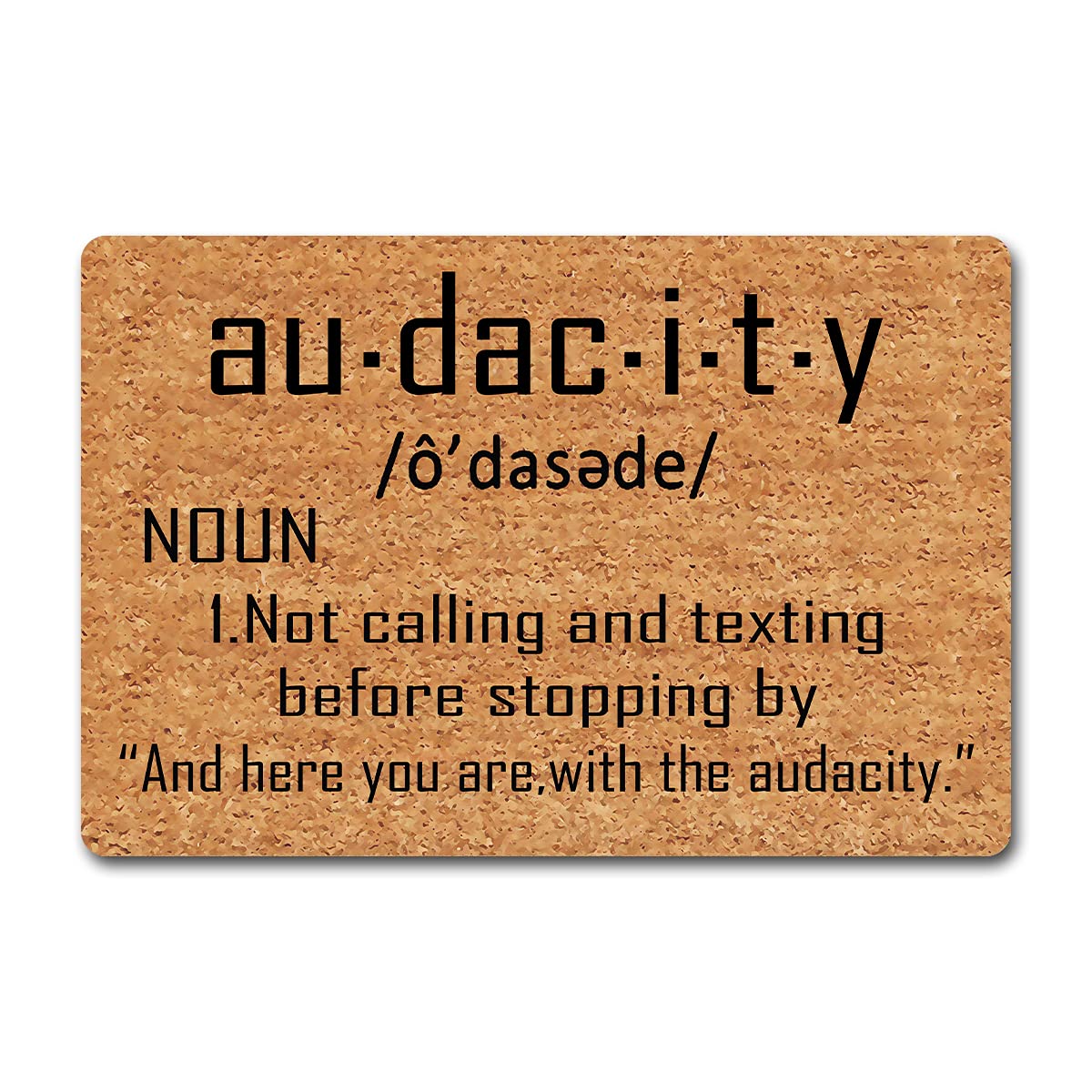 Julia Funny Welcome Mat Personalized Doormat Audacity Call Or Text Before Stopping by (23.7 in X 15.6 in) Fabric Top with a Anti-Slip Rubber Back for The Entrance Way Indoor Front Porch Decor