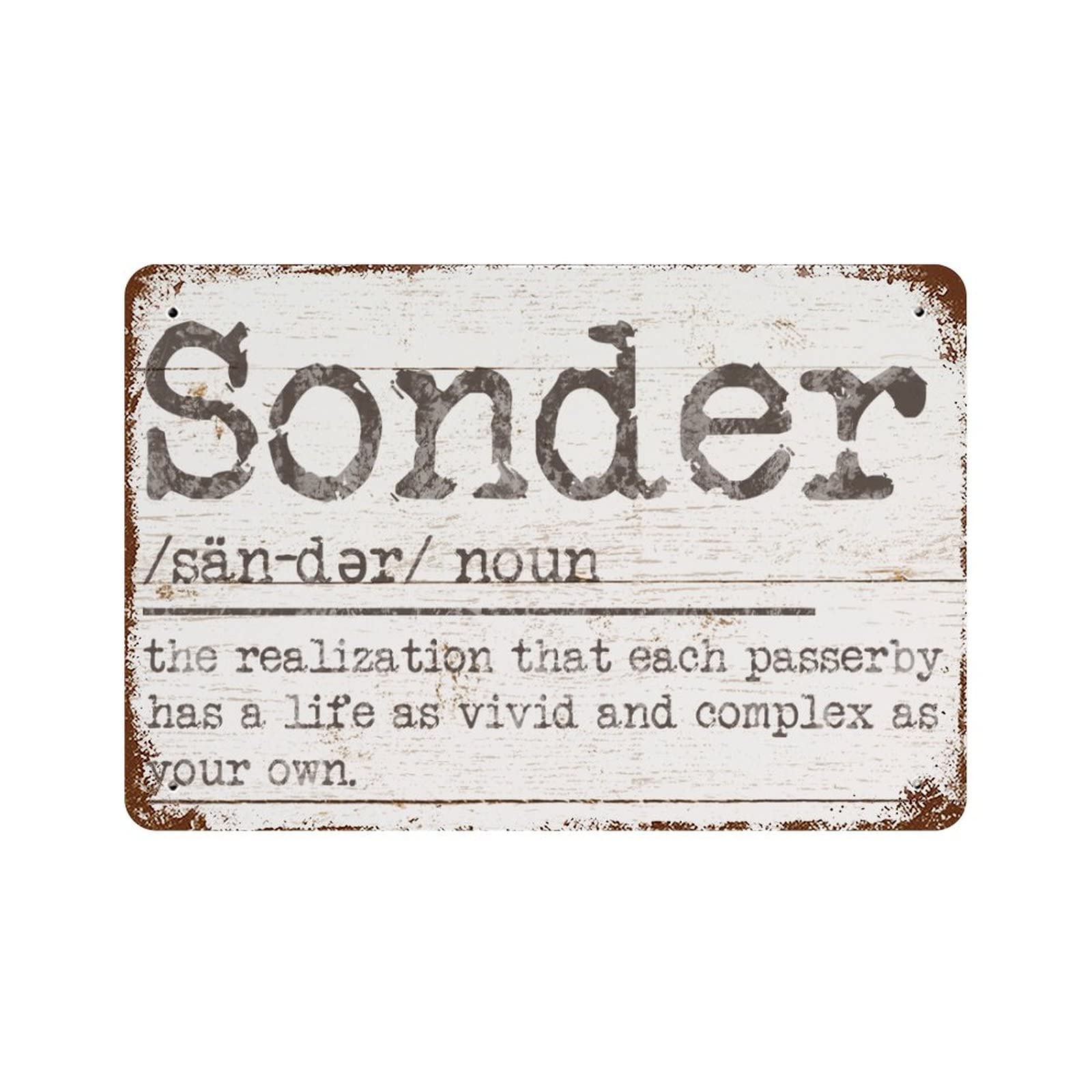ENEDNATE Sonder Definition Dictionary Word Meaning Motivational Quote Metal Signs Funny Vintage Street Aluminum Metal Tin Sign for Living Room Bedroom Bathroom Kitchen Retro Wall Art Home Decor 8x12