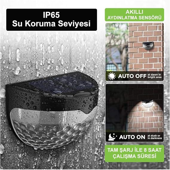 Greentech Solar Powered Wall and Fence LED Lighting 4 Pieces/GT-SL23 [Energy Class A+++]