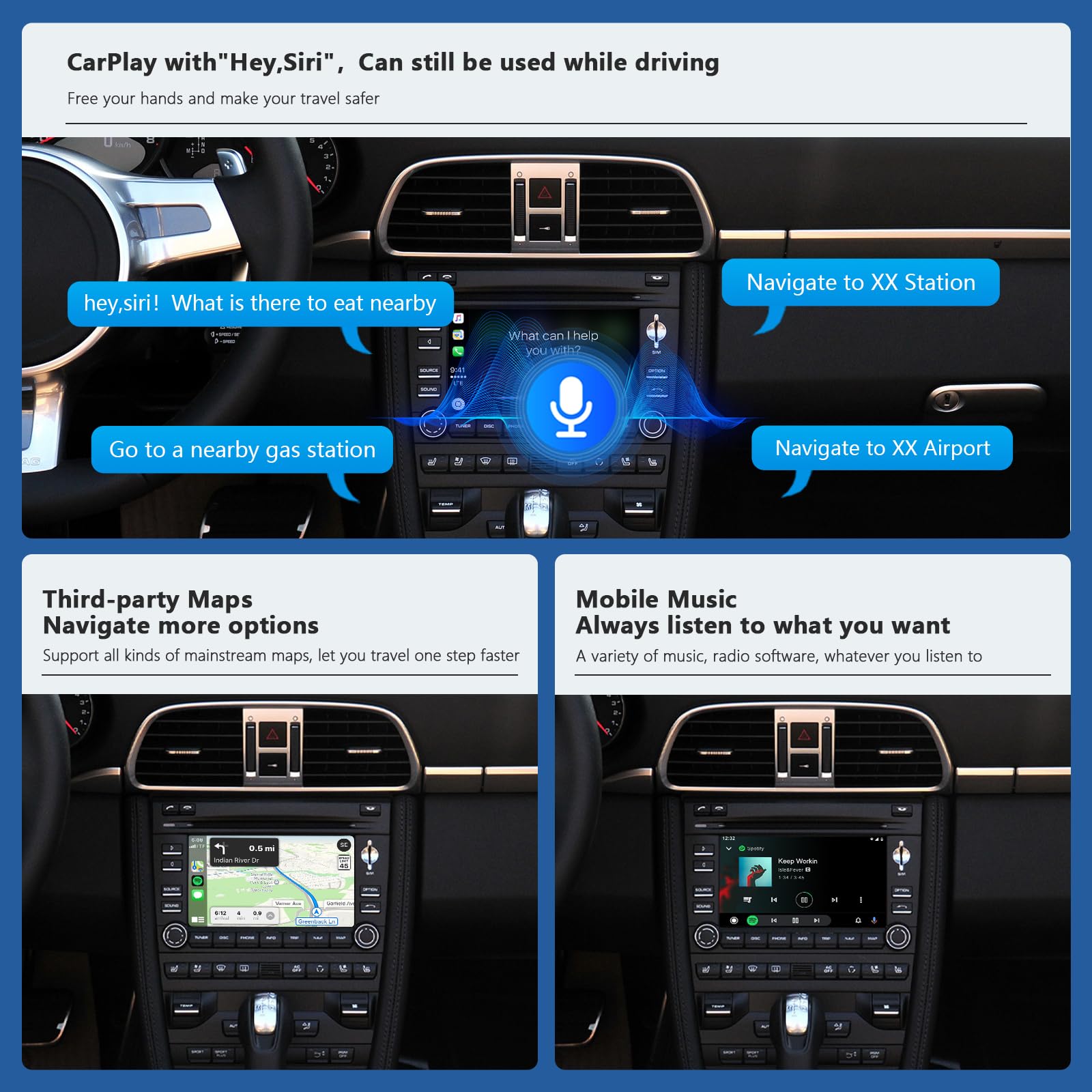 Road Top sans Fil Carplay Android Auto pour Porsche avec PCM 3.0
