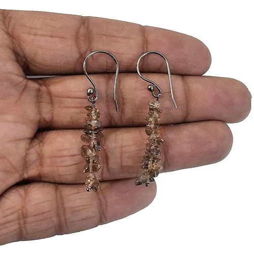Miniatura 3 de Natural Smoky Quartz Chips Crystal Earring Meditation Earring Crystals Earring Raw Gemstone Energy Healing Crystals Birthday Gift for Her Gemstone