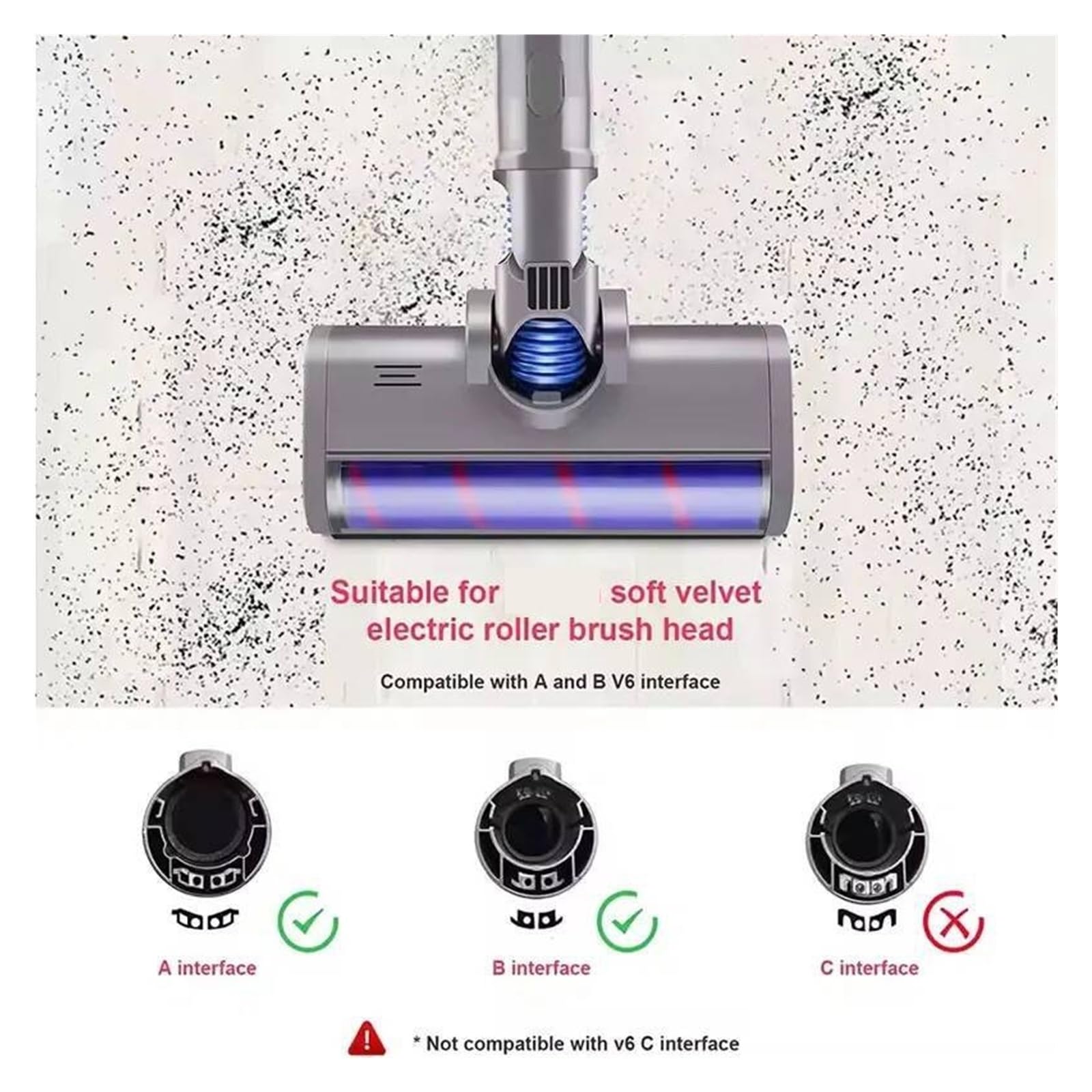 Genérico Herramienta de Cabezal Cepillo Suelo, Compatible con V6 DC58 DC59 DC61 DC62, Accesorios Rodillo barredor Suave
