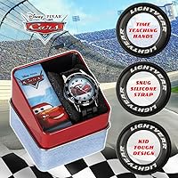 Vista 2 de Accutime Disney Pixar Cars Lightning McQueen Time-Teaching Watch for Kids with Interactive Racing Dial