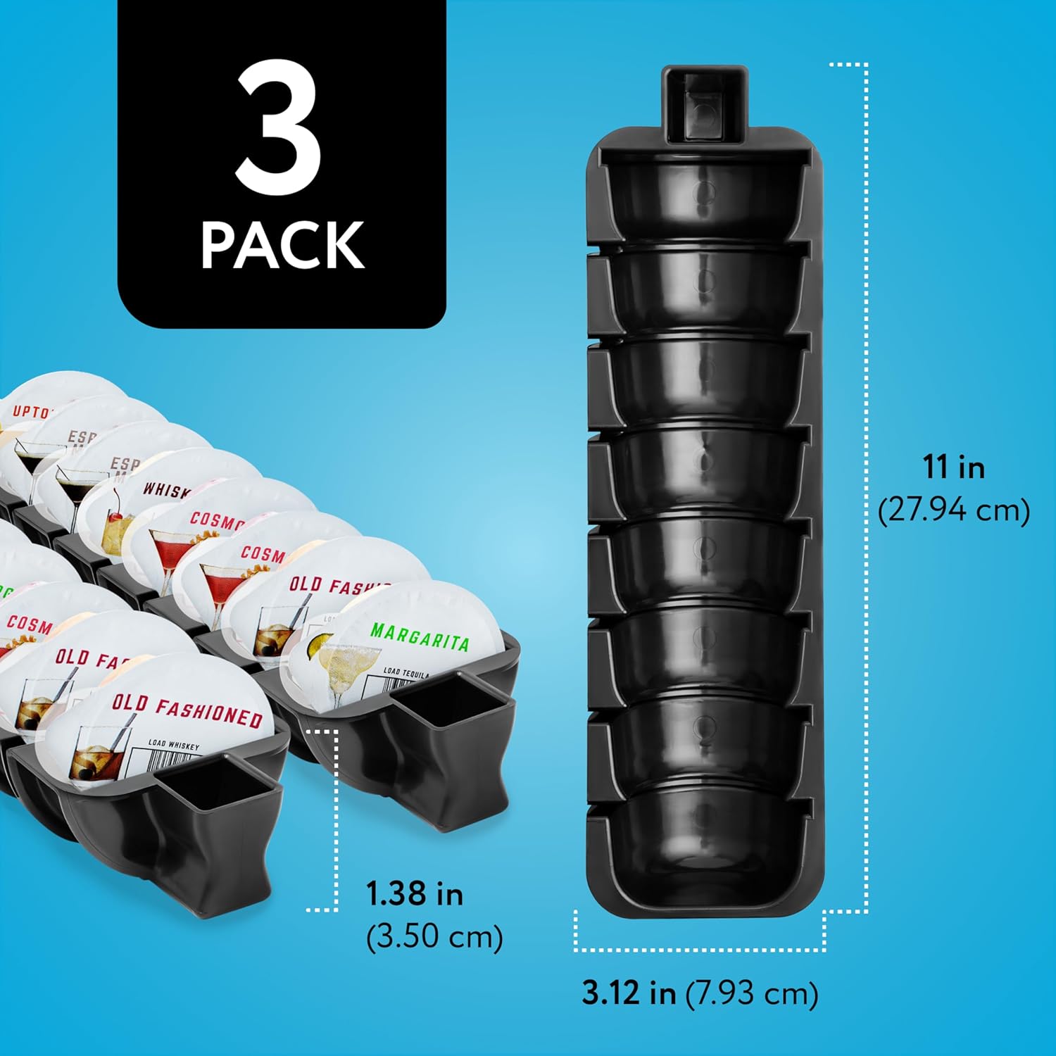 IMPRESA Pod Organizer - Compatible with Bartesian Cocktail Machine & Bar Accessories Organizer - 24-Slot Cocktail Capsules Holder - Secure Loading & Drink Capsule Holder - Plastic, Pack of 3