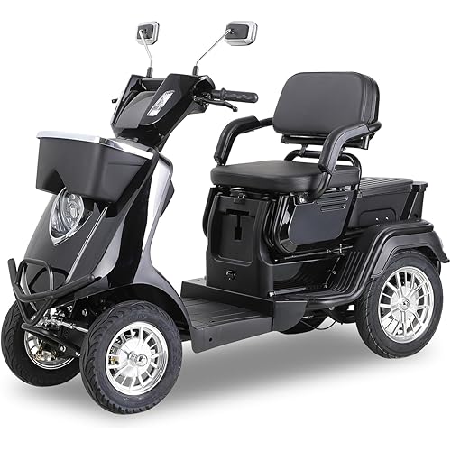 1000W 2 Seater Heavy Duty Mobility Scooter for Adults & Seniors, 500lbs Capacity Powered Mobility Scooters with 36-Mile Range, 15 MPH, 3-Speed Control, Adjustable Seat, Storage Box, Black