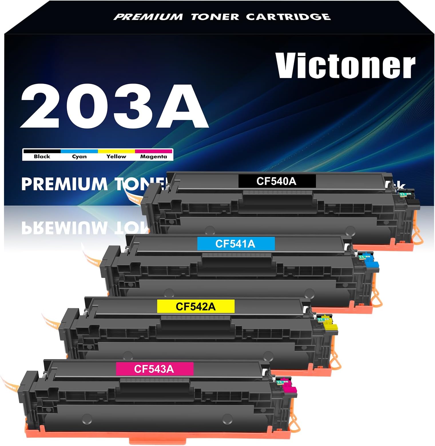 203A 203X MFP M281fdw Toner Cartridges: for HP 203A 203X Color Laserjet Pro MFP M281fdw M281fdn M254dw M281cdw M280nw M254nw M254dn M281 M254 CF540A 541A CF542A CF543A Black Cyan Yellow Magenta