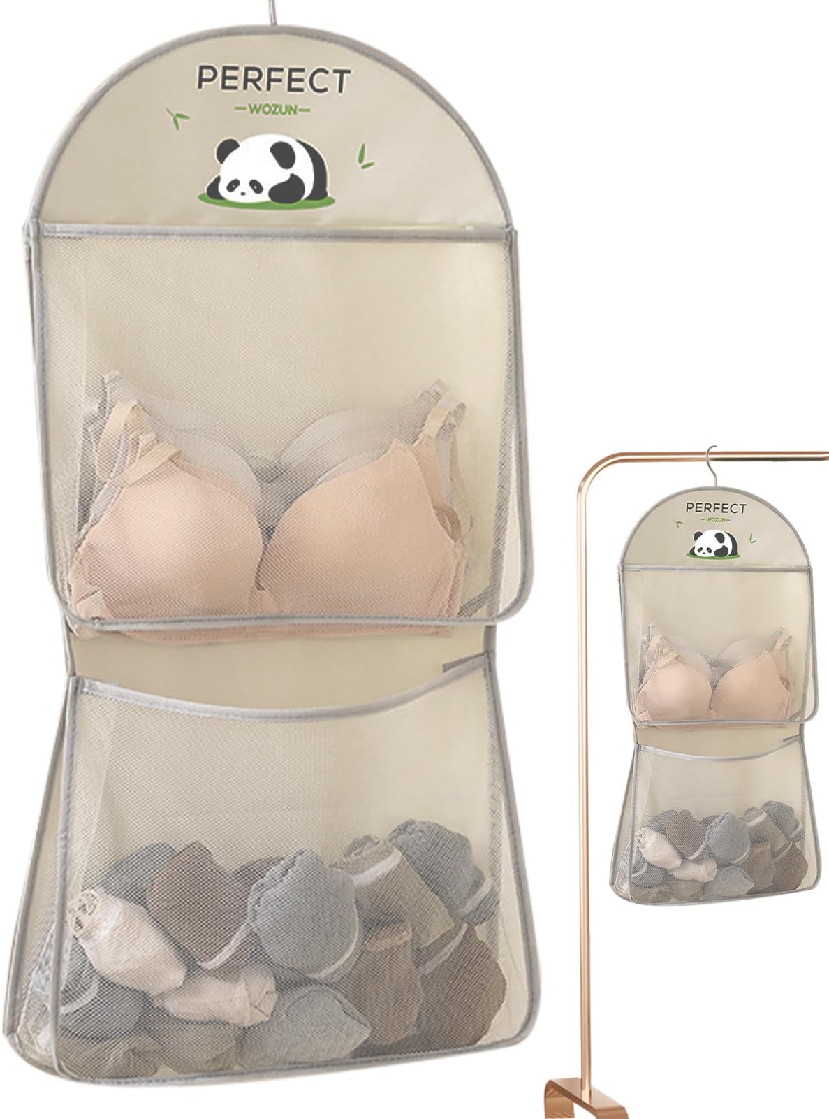 Closet Mesh Storage Bag - Multi Layer Organizer with Hooks | Transparent Visual Design with High Breathability Fabric & Reinforced Hangers for Shower Rooms, Gym Lockers, College Dorms and RV Cabins