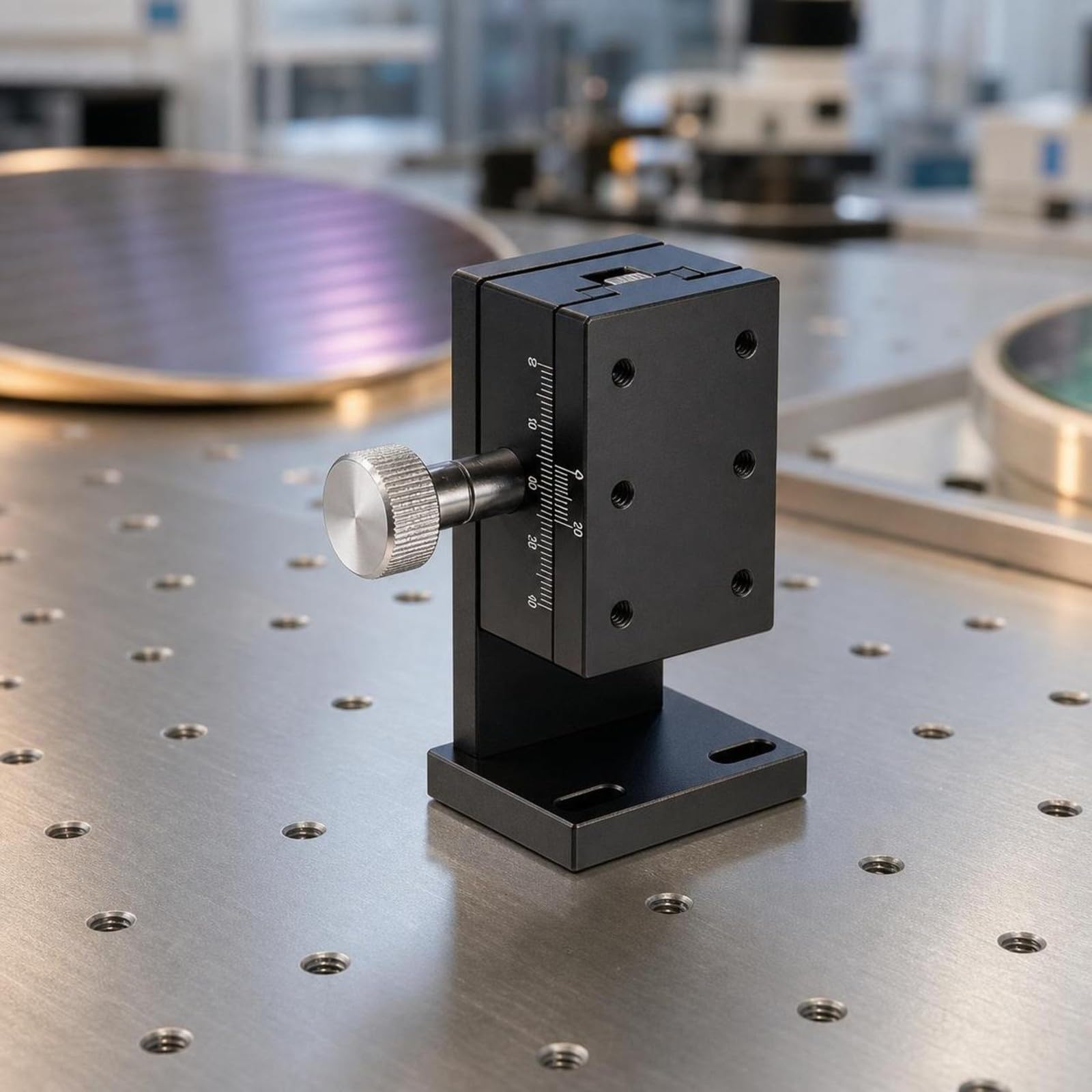 harayaa Slitta Micrometrica con Volantino | Anodizzato Nero, Scorrevole, Posizionatore Micrometrico, per Banco Ottico, Laboratorio, Lwz4060 Piattaforma