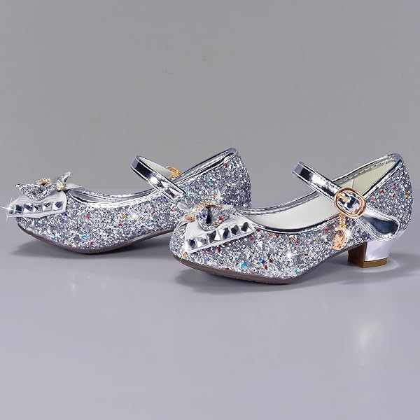 Chaussures de Princesse à Talon pour Filles avec Paillettes Chaussures Reine Chaussures de Déguisement Scintillantes pour Fêtes et Anniversaires - 5