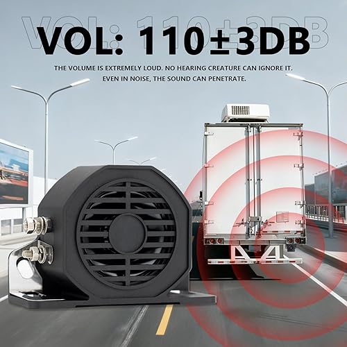 Vista 7 de Alarma de Respaldo Impermeable Industrial de Servicio Pesado Alarma de Advertencia de Reversa con Pitido Súper Fuerte para Camión Camioneta Lorry