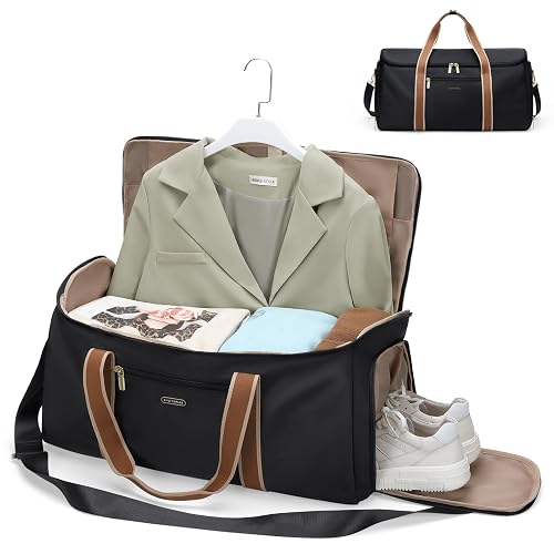 Umwandelbare Kleidersack 2 in 1 Reisetasche Handgepäcktasche für Damen Anzugtasche Reisetaschen für Business, Reisen und Sport (Schwarz) - Schwarz