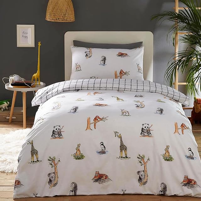 HOMEMAKER BEDDING Animal Duvet Cover Bed Quilt Set Giraffe Panda Koala Penguin Tiger (Single)