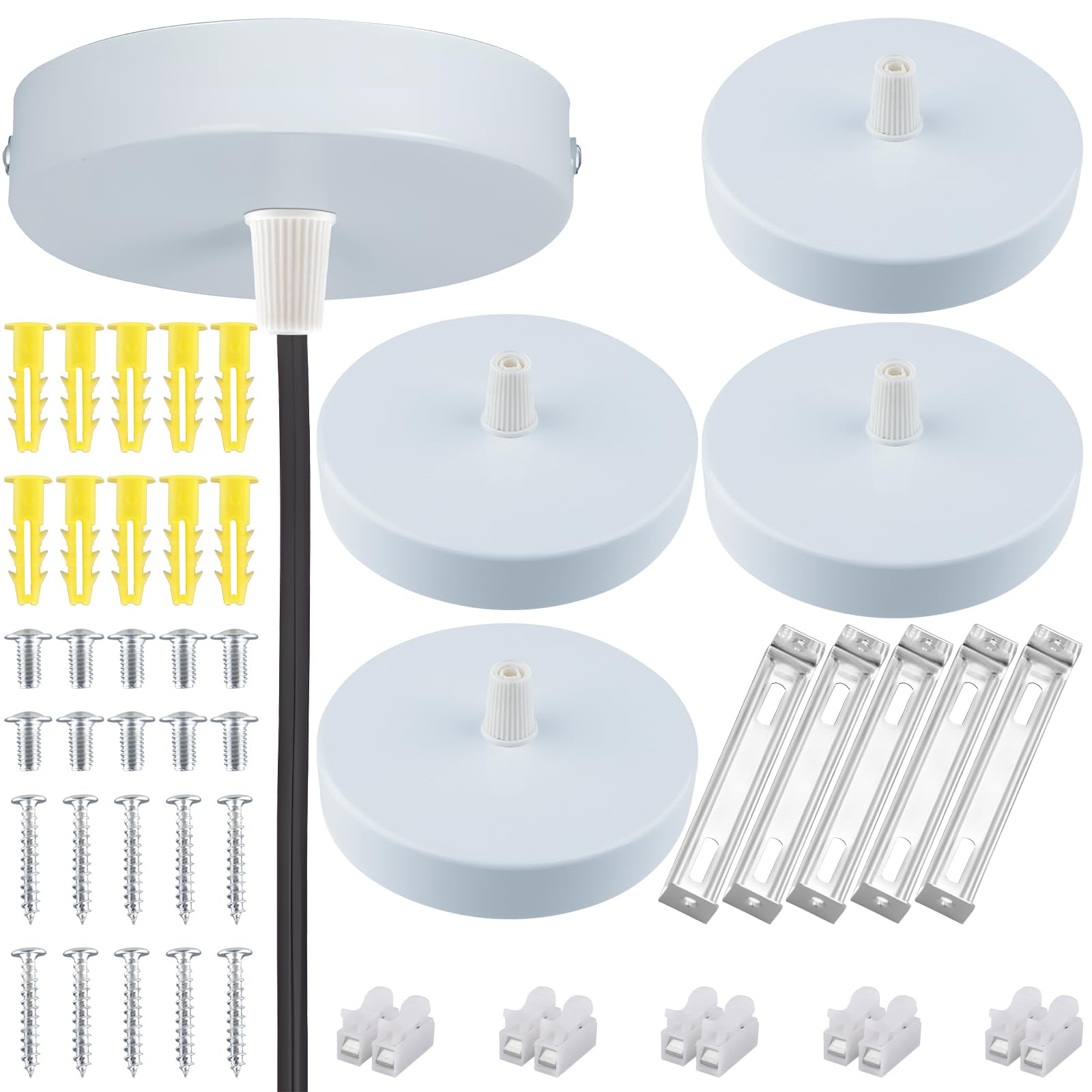 5 Pezzi Rosone per lampadario da soffitto, 100 X 18mm Rosone da soffitto | lampada a baldacchino per soggiorno, corridoio, lampadario da cucina che nasconde il filo