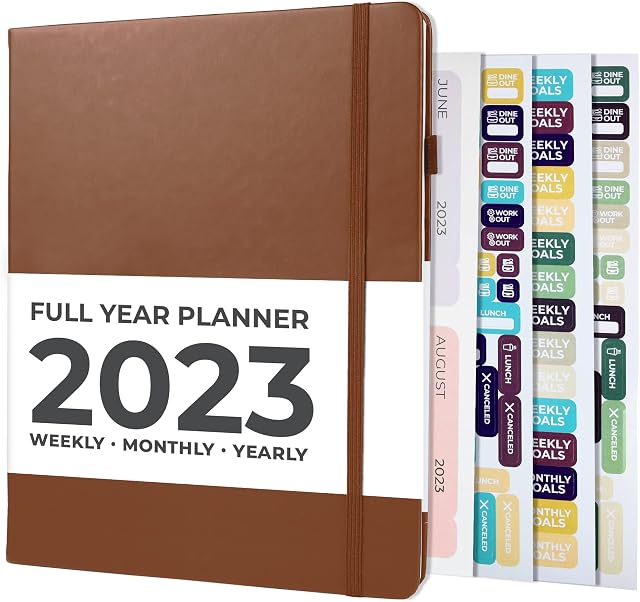 Little More Dated Monthly & Weekly Planner 2023  January to December  Premium Organizer Notebook & Productivity Journal  Includes Productivity & Calendar Stickers in Gift Box  Brown