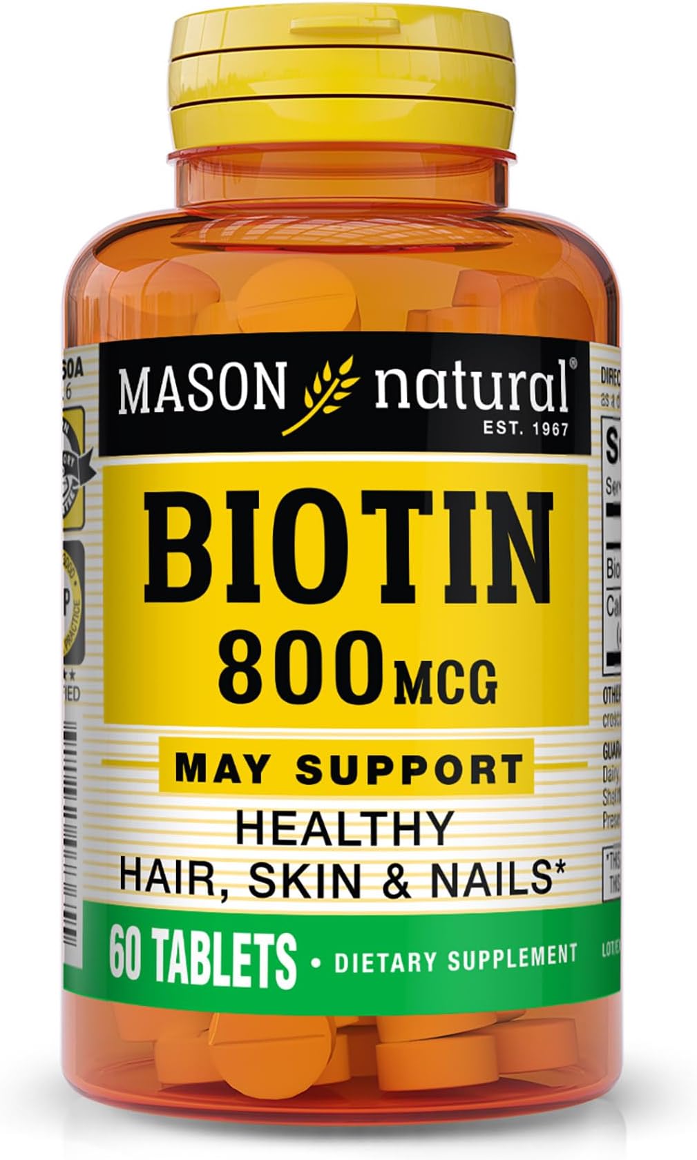 MASON NATURAL Biotin 800mcg 60 Tabs (Vitamin H)