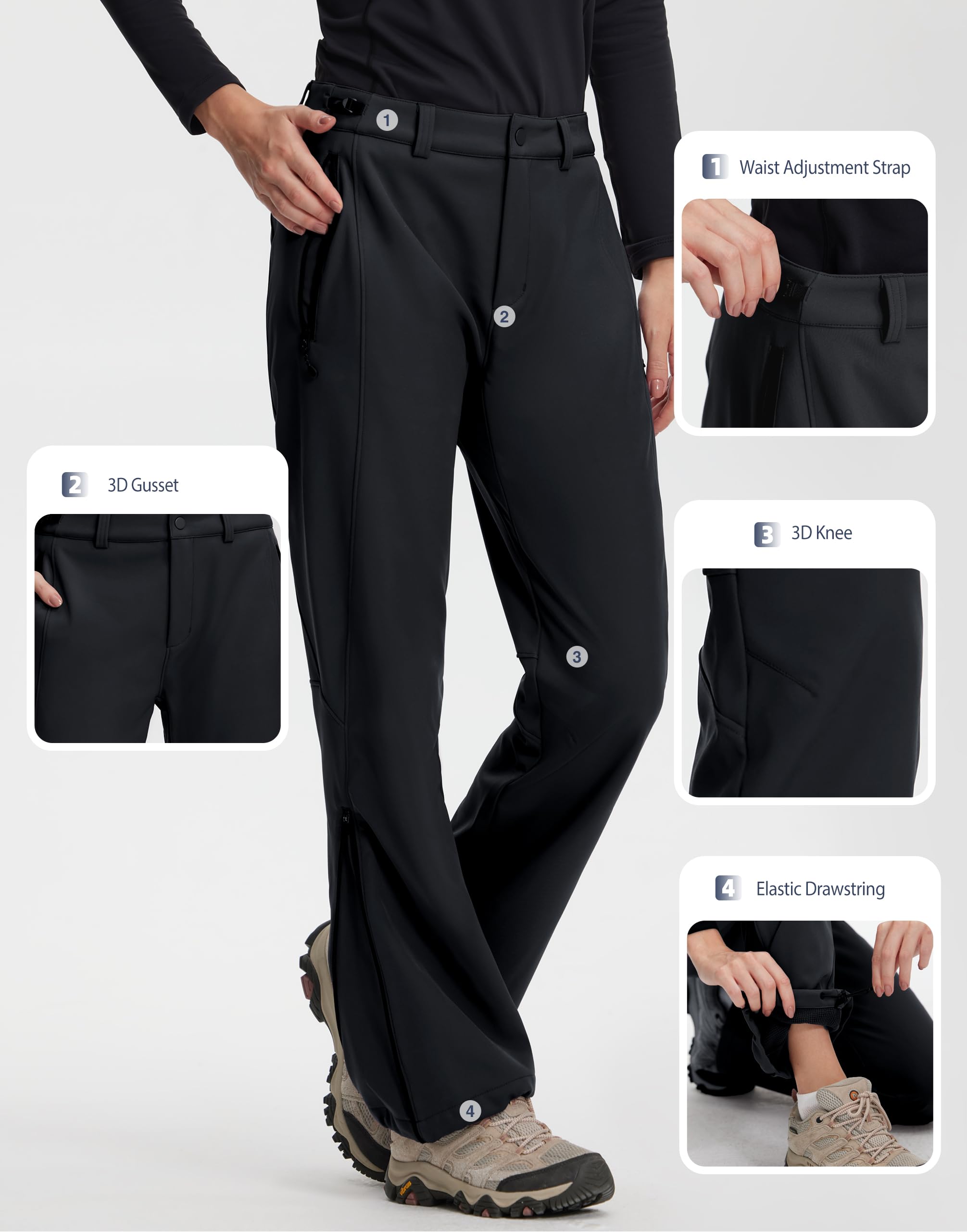 Pioneer Camp Damen Skihose Outdoorhose Wasserdicht Winddichte Softshellhose Warme Gefütterte Trekkinghose Winter Thermohose Wanderhose