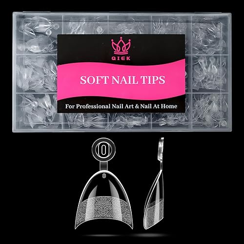 510pcs Short Almond Half Cover Nail Tips, No-File Pre-Buffed Clear