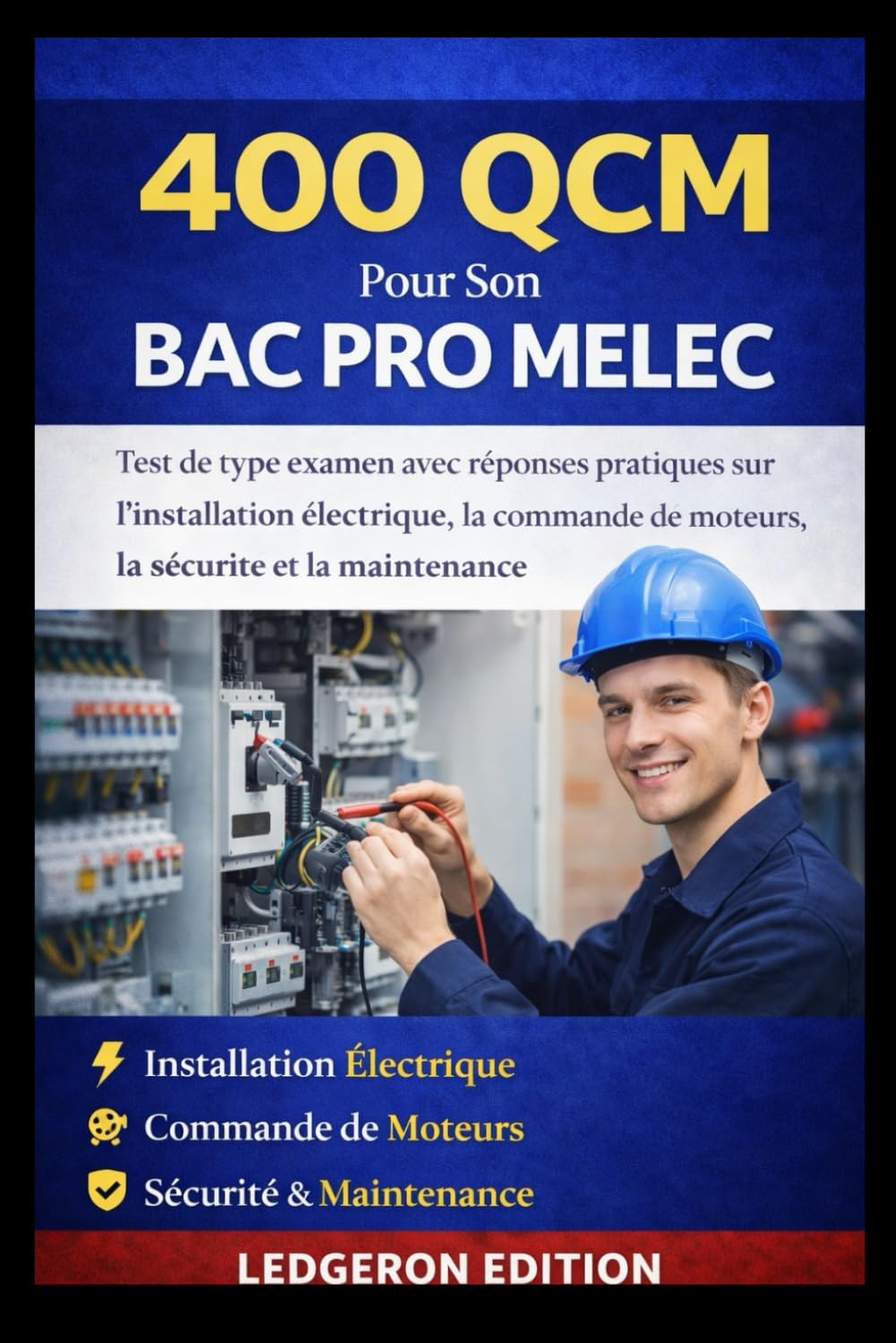 400 QCM Pour Son BAC PRO MELEC: Test de type examen avec réponses pratiques sur l'installation électrique, la commande de moteurs, la sécurité et la maintenance