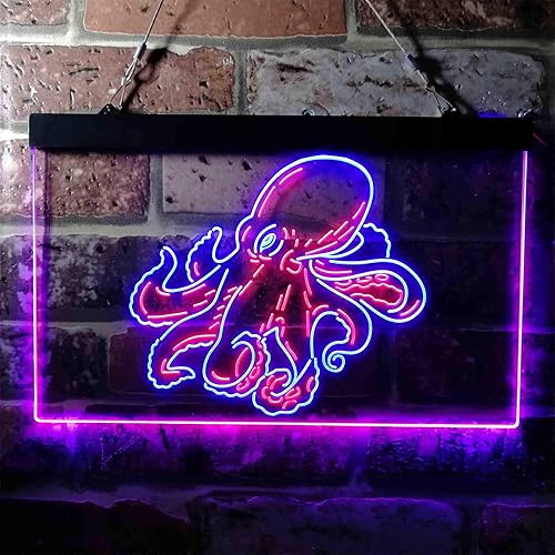 Miniatura 2 de ADVPRO Octopus Ocean Display Room Dual Color LED Neon Sign Azul y Rojo 16 x 12 pulgadas st6s43-i3734-br