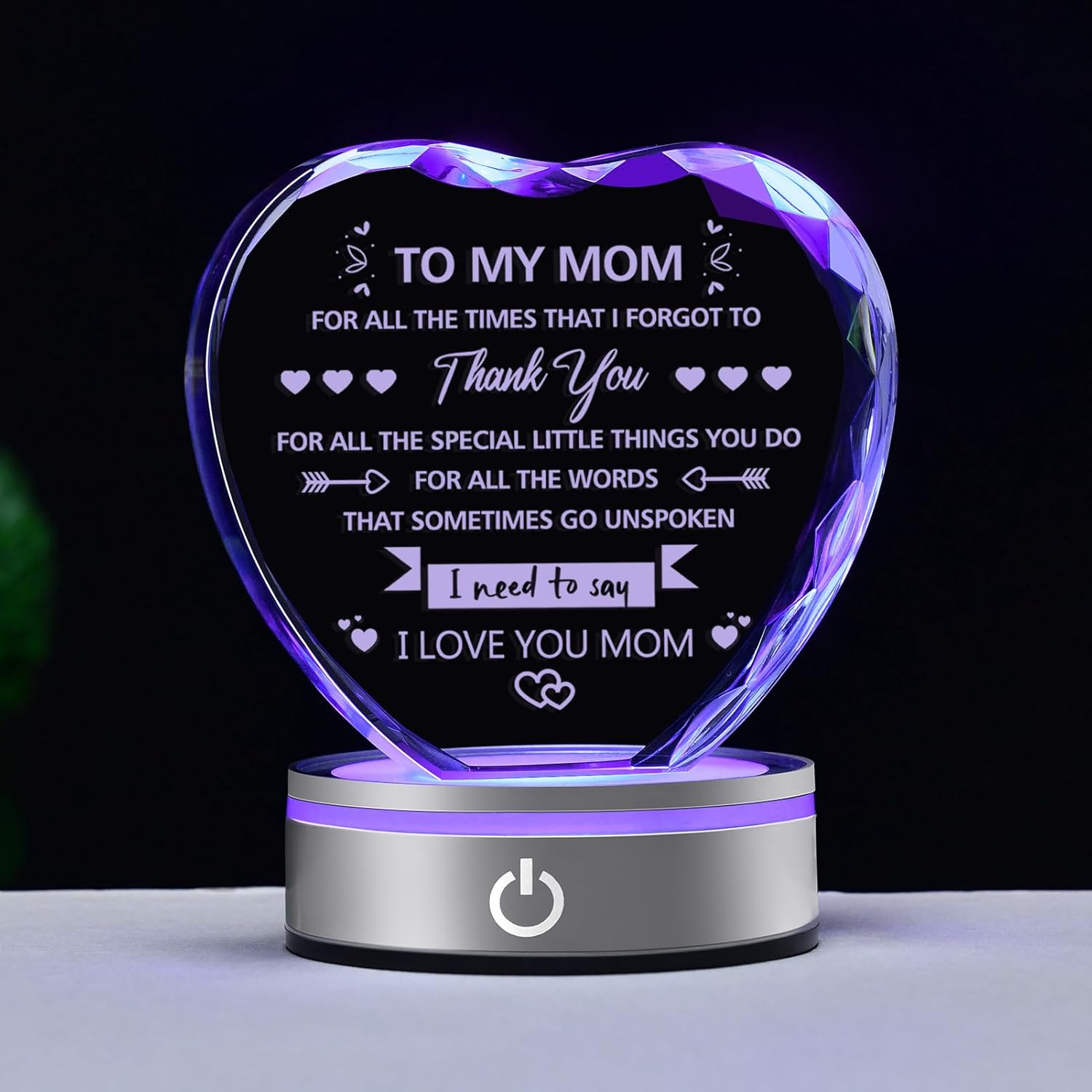 IFOLAINA Mom Birthday Gifts from Daughter Son to My Mom Crystal Heart Keepsake Gifts for Christmas Mother's Day Thanksgiving Day Engraved Mother Quote
