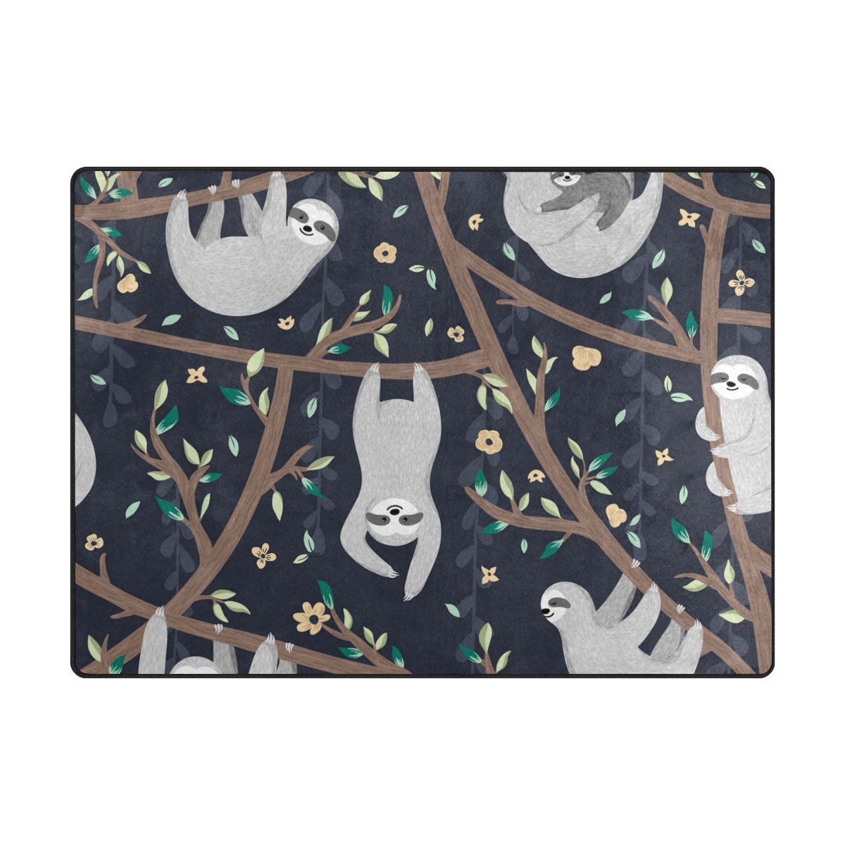 Vantaso Soft Foam Area Rugs Cute Baby Sloths Grey Non Slip Play Mats for Kids Boys Girls Playing Room Living Room 80x58 inch