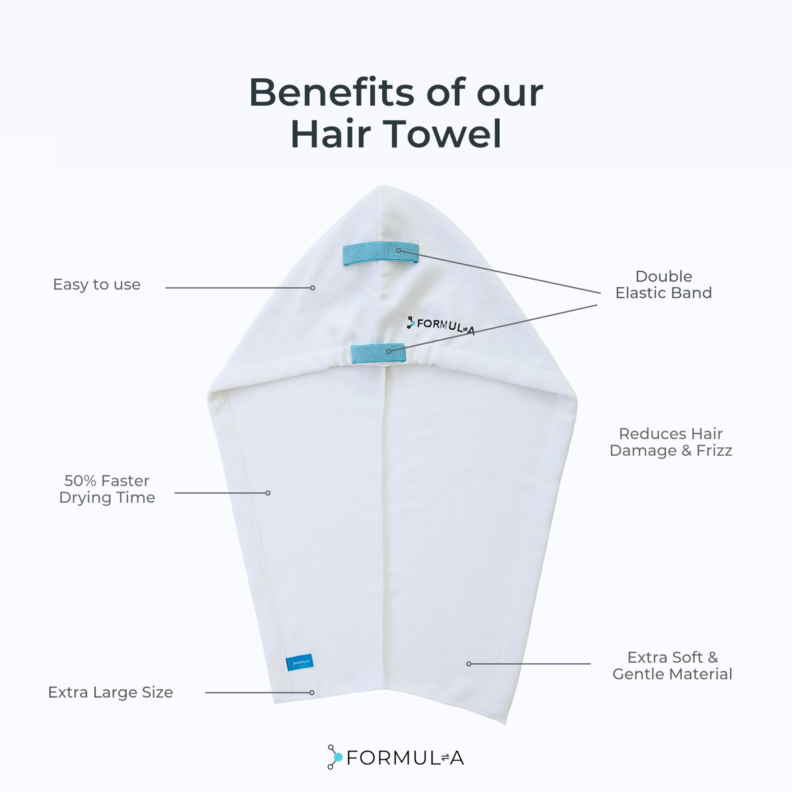 FORMUL-A - Toalla de Microfibra para el Cabello para Mujer, antiencrespamiento, Secado rápido, súper Absorbente, Turbante para Cabello Mojado, Producto para el Cuidado del Cabello