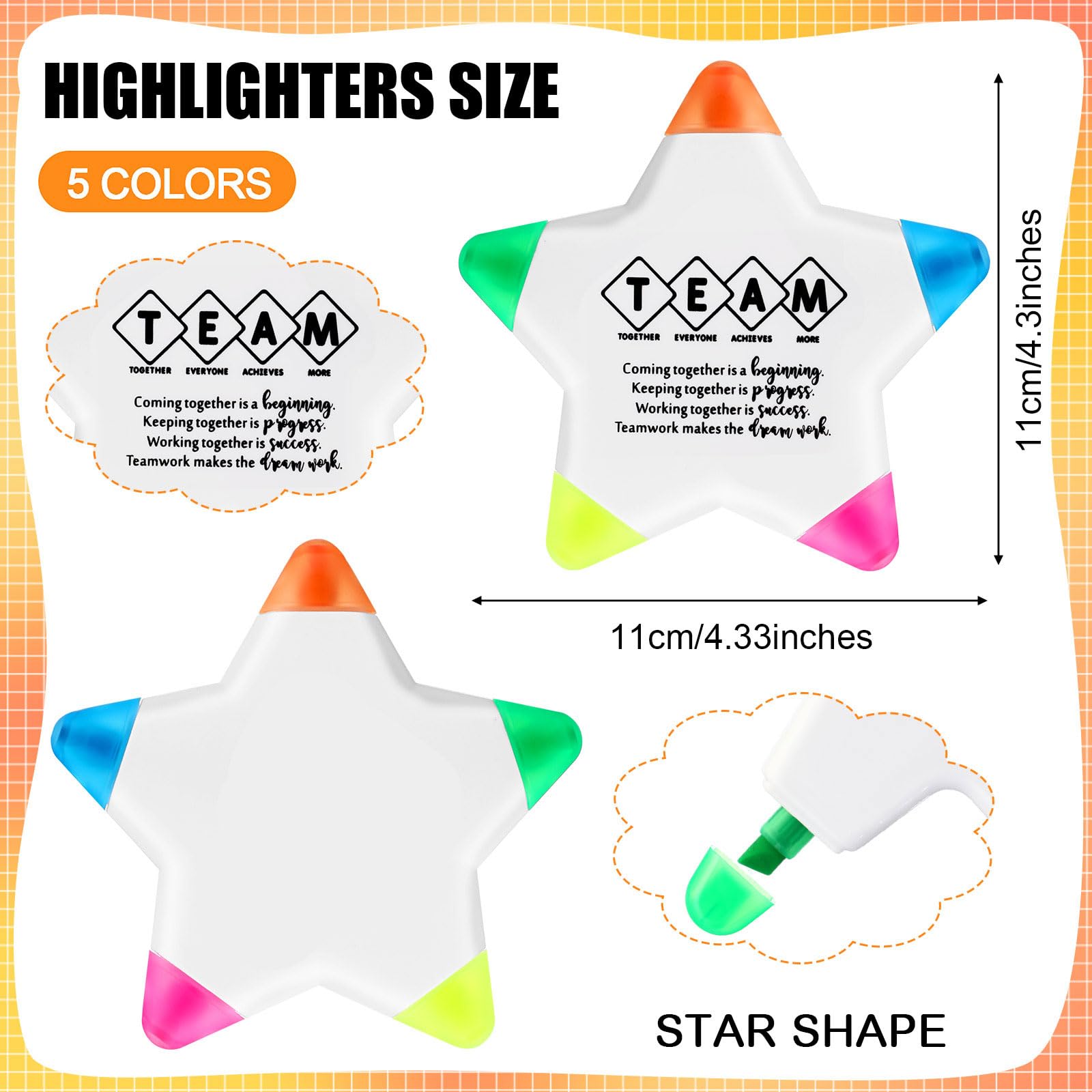 Inspirierende Textmarker, Teambuilding-Geschenke, Stern, motivierend, mehrfarbig, Aquarell-Marker, fluoreszierender Stift, Großpackung, Dankeschön, Geschenk für Mitarbeiter, Teams, Büro, 30