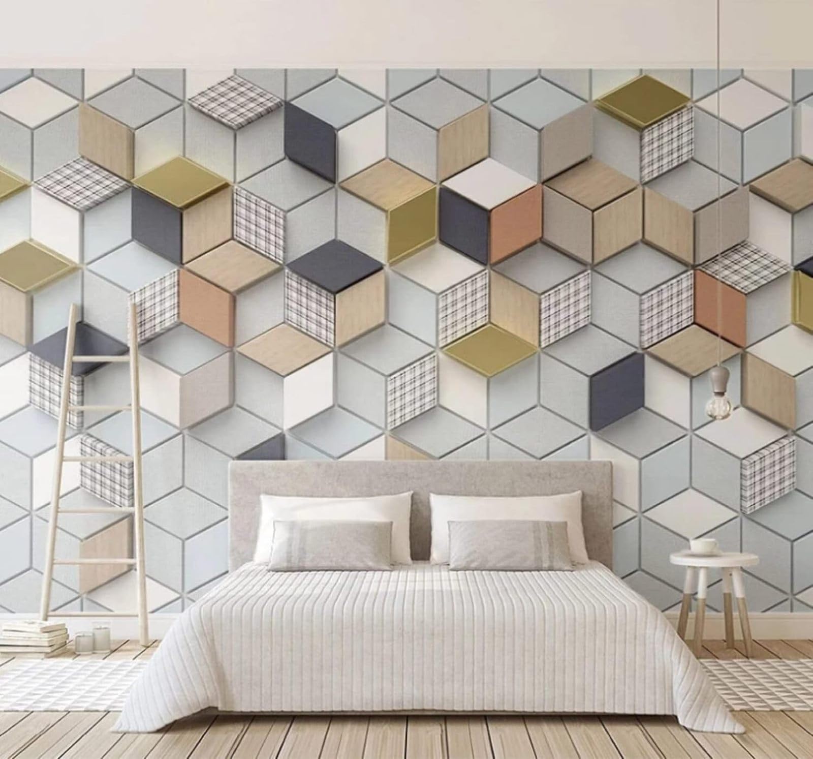 XLMING Abstract Three Dimensional Geometric Checkered Creative 3D Wallpaper Luxury Silk Study Dining Feature Sofa Grey Bedroom Living Room Tv Decorative Wall-150cm×105cm