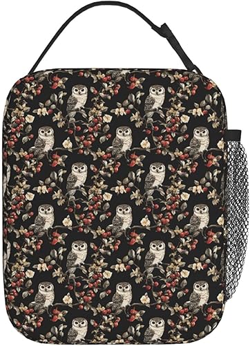Miniatura 3 de Lonchera con diseño de búho para mujeres, niños y niñas, lonchera aislada, bolsa de almuerzo para adultos, bolsa de almuerzo reutilizable para el