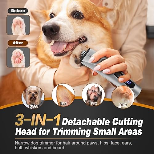 Miniatura 2 de Kit de aseo para perros y recortadora de patas de perro, 3 en 1, cortapelos impermeables de bajo ruido para aseo, kit de aseo inalámbrico para