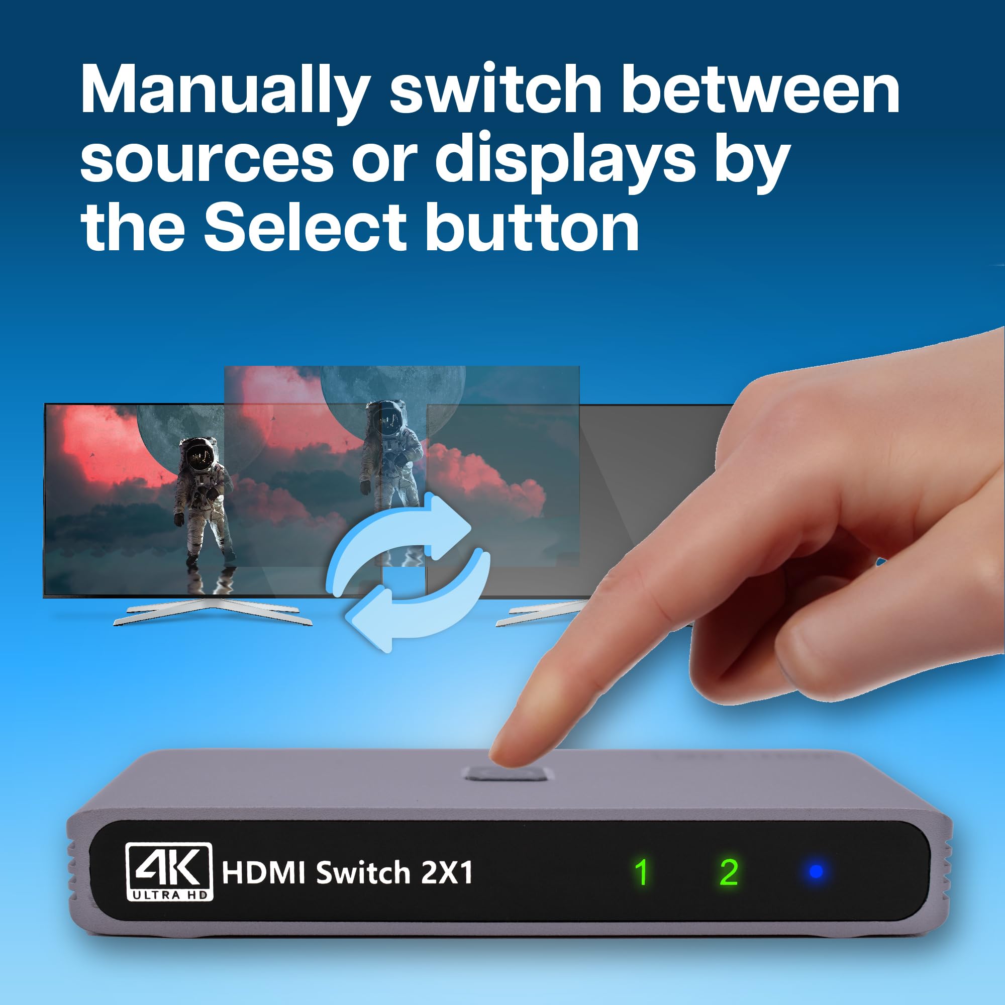 MMOBIEL Przełącznik HDMI 4K@60Hz - dwukierunkowy przełącznik HDMI 2 wejścia 1 wyjście - rozdzielacz HDR, 3D - koncentrator do telewizora, monitora itp. - wyświetlacz jednocześnie - aluminium