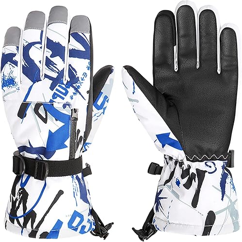 Zando Guantes de nieve para niños y niñas, guantes de esquí impermeables de invierno para niños, cálidos y resistentes al viento