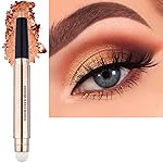 2 in 1 Cream Eyeshadow Stick, Shimmer Smooth Eyeshadow Pencil, Hypoallergenic Waterproof Long Lasting Eye Shadow Highlighter Stick Create High-Impact Multi-Dimensional Eyes Look(Champagne Shimmer 04)