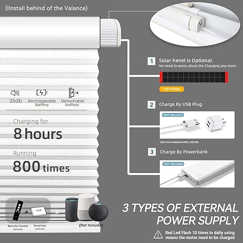 Miniatura 7 de SmartWings Persianas celulares motorizadas, persianas de panal 100% opacas compatibles con ZigbeeAlexaZ-WaveHomekit, control remoto inalámbrico para