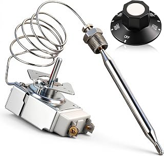 Thermostat for Deep Fryer with Knob Compatible with Rx-2-24 Atosa 301030004, Robert Shaw 5300-402, Adcraft Deep Fryer 3/8” Mpt Stuff Box, Rx Series Millivolt Thermostat, 200-400f