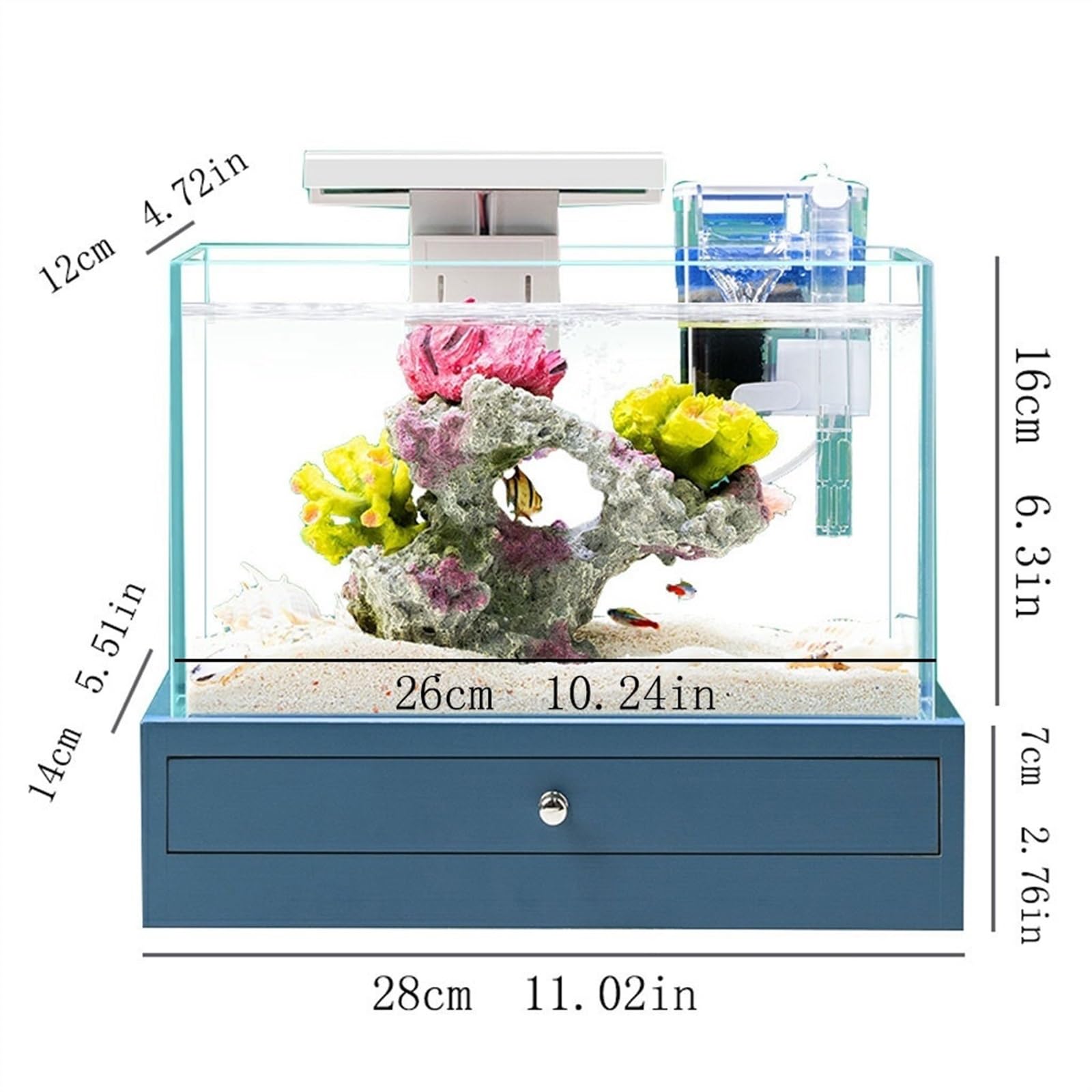 Aquarium Petit Aquarium de Bureau avec Base, décoration de la Maison, décorations de Bureau, Ornements de Paysage écologique Aquarium Complet