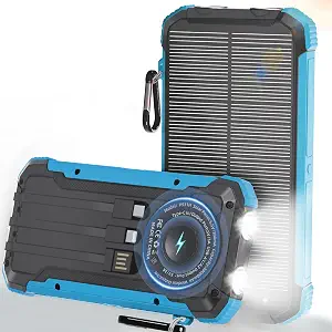 Solar Charger Power Bank 20000mAh with Wireless Fast Charging and Solar Support