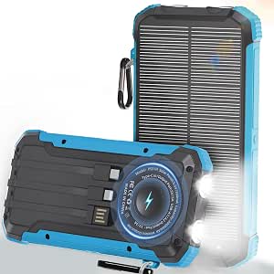 Solar Charger Power Bank 20000mAh with Wireless Fast Charging and Solar Panel