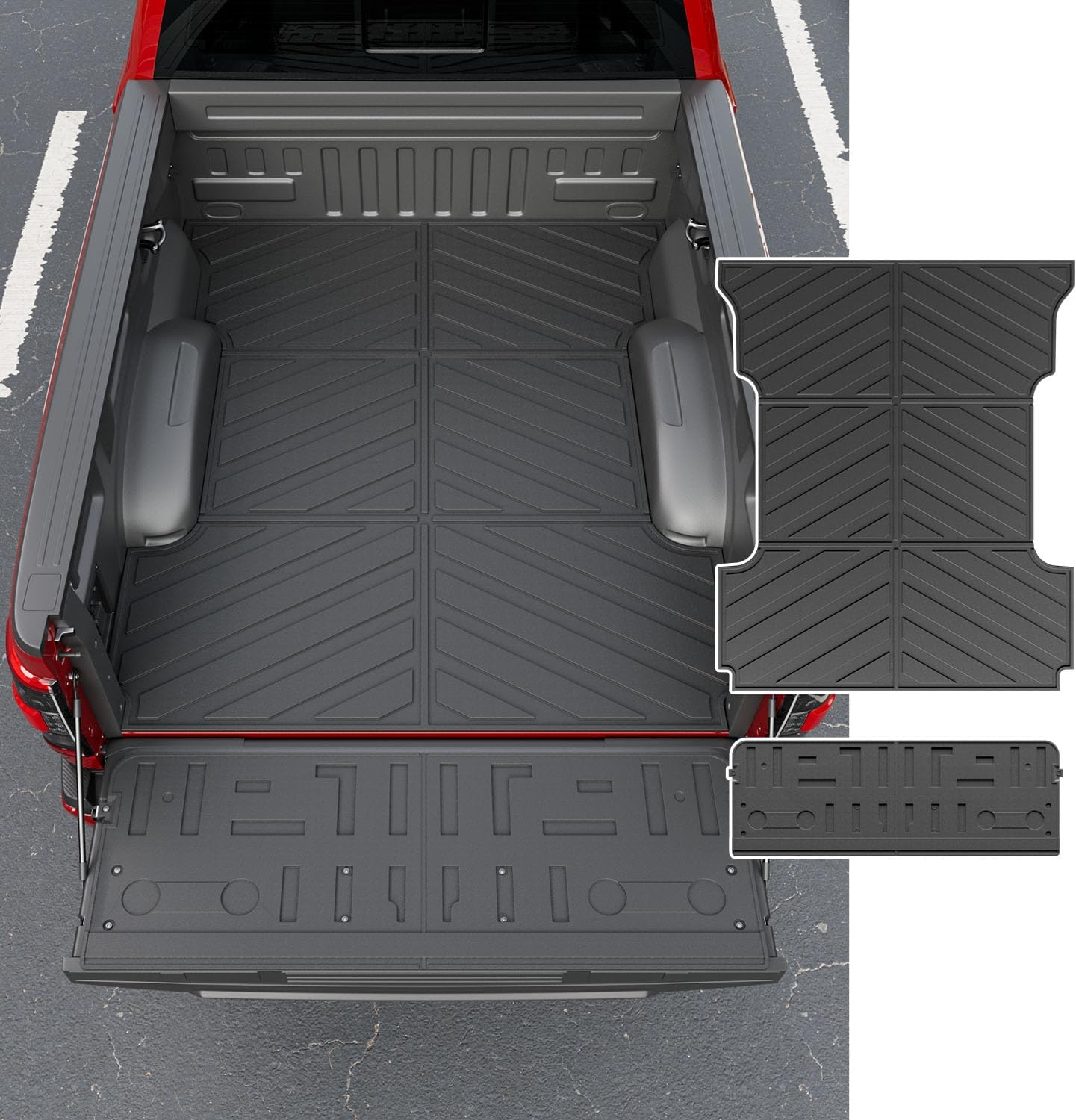 powoq 6.5FT Bed Mat Compatible with 2021 2022 2023 2024 2025 2026 Ford F-150 Tailgate Mat TPE Truck Bed Liner Replacement for 2021-2026 Ford F150 Accessories (6.5FT Bed Mat+Tailgate Mat)