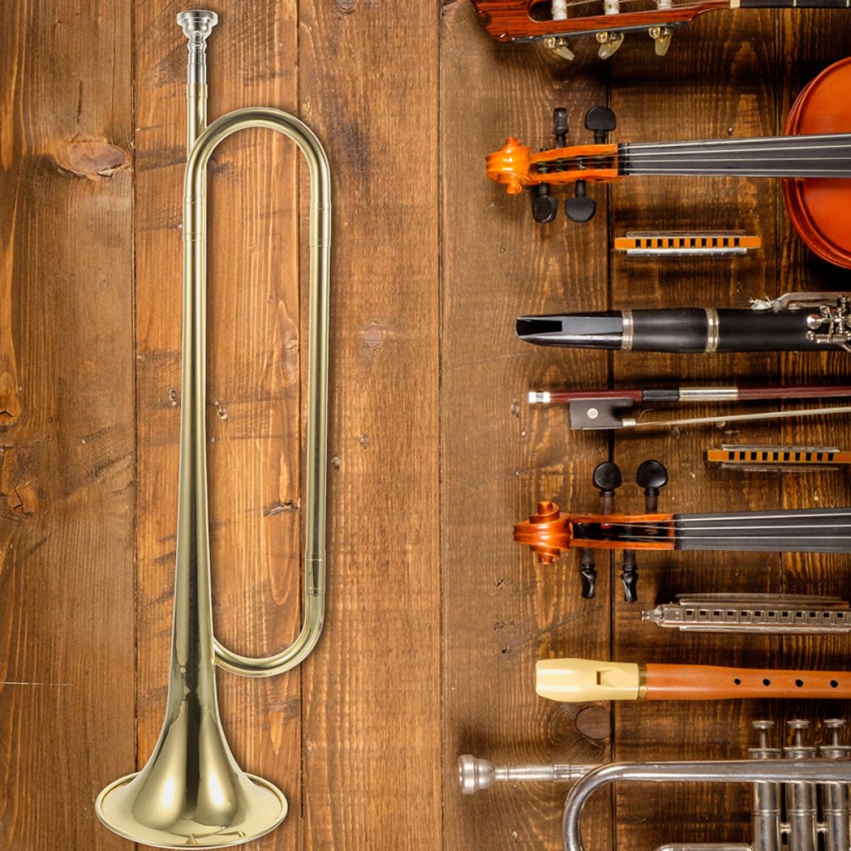 Trompeta Educativa de Metal para Jóvenes Instrumento Musical de Viento Ligero Juguete Musical Preescolar Regalo para Alumnos y Decoración