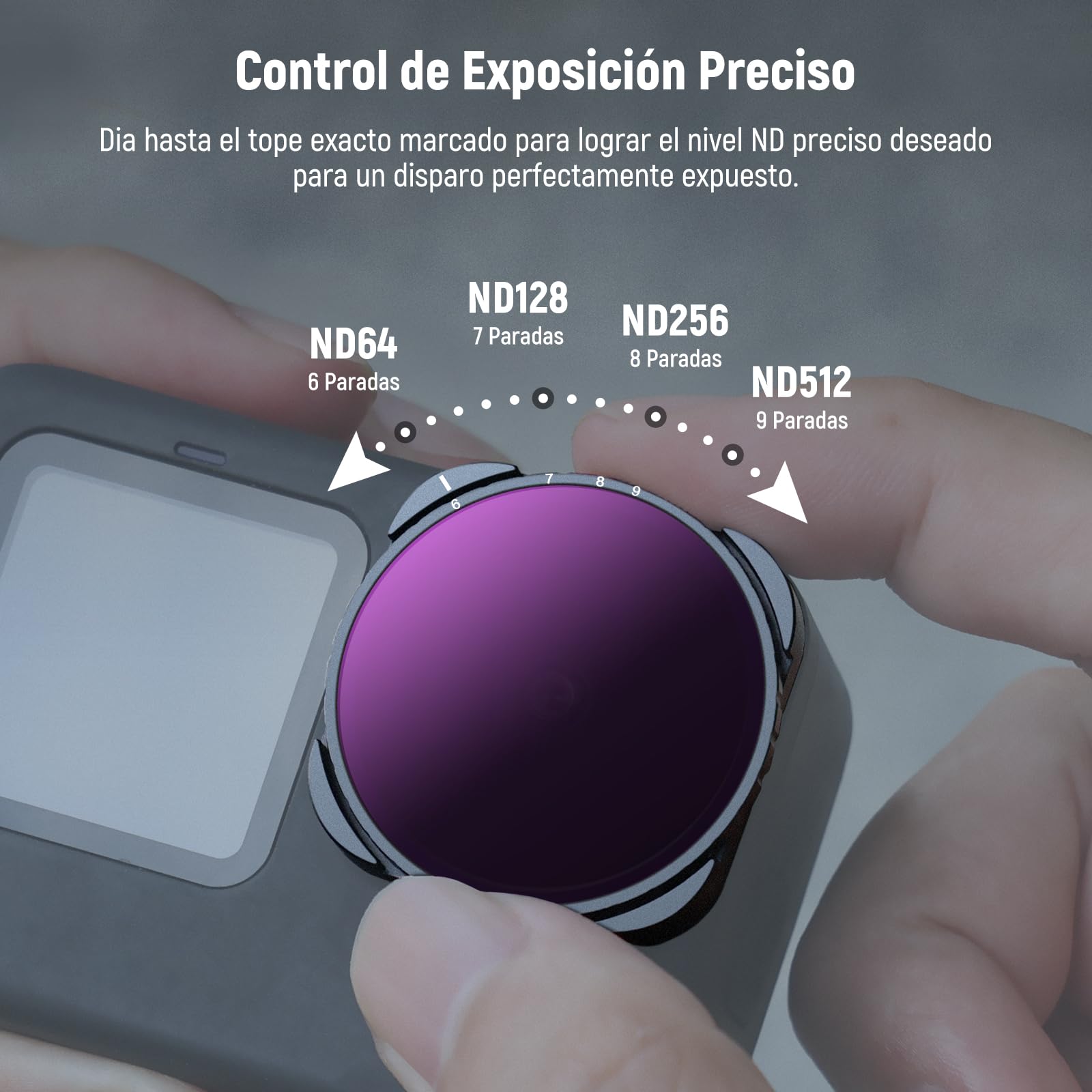 NEEWER Filtro Variable ND64-512 Compatible con GoPro 9 10 11 12 13, Filtro ND 5-9 Paradas Marco Delgado Vidrio Optico HD Multicapa, sin Patrón X