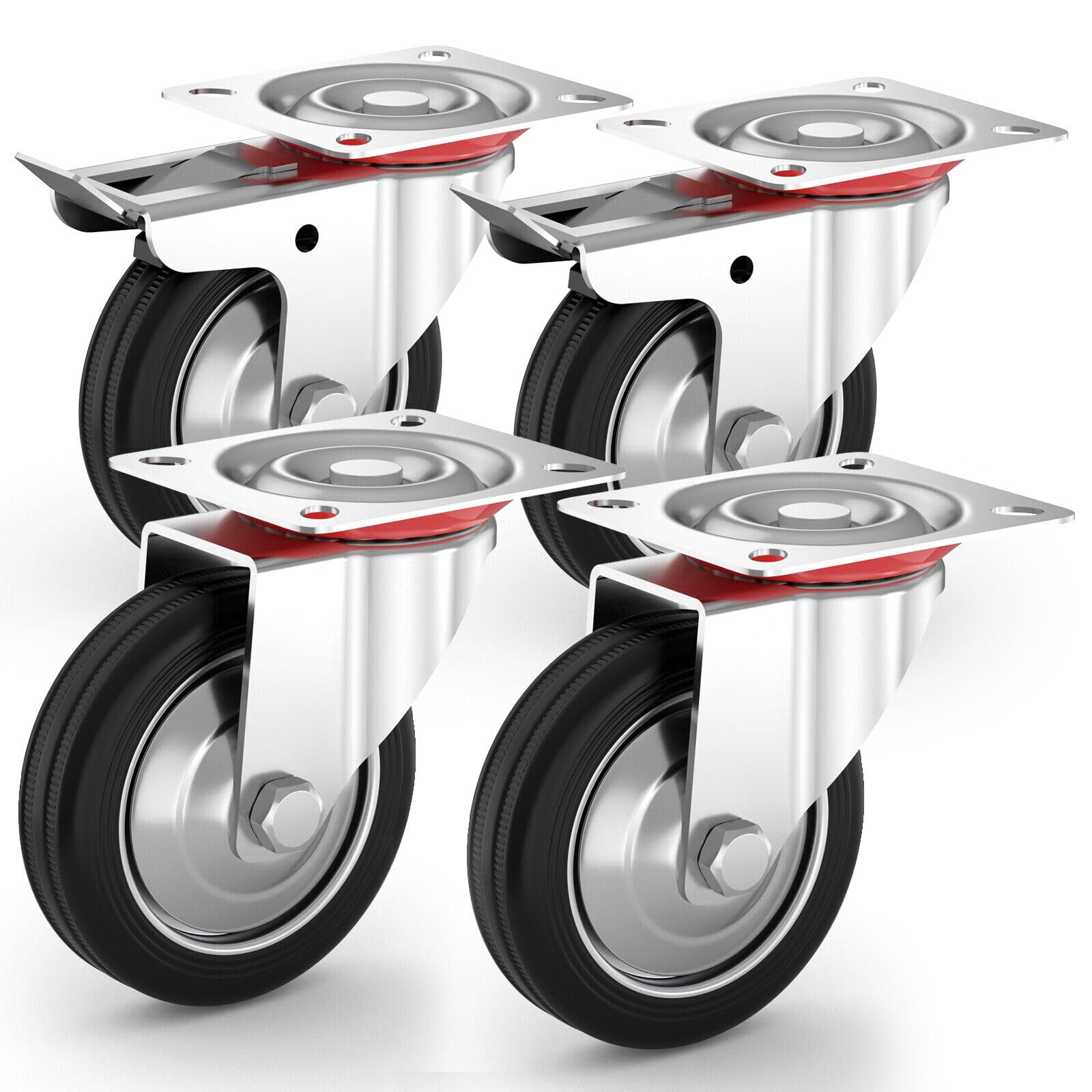 Transportrollen Lenkrollen Mit Bremse Schwerlastrollen BLUE WHEEL 80 100 125mm E - Foto 5