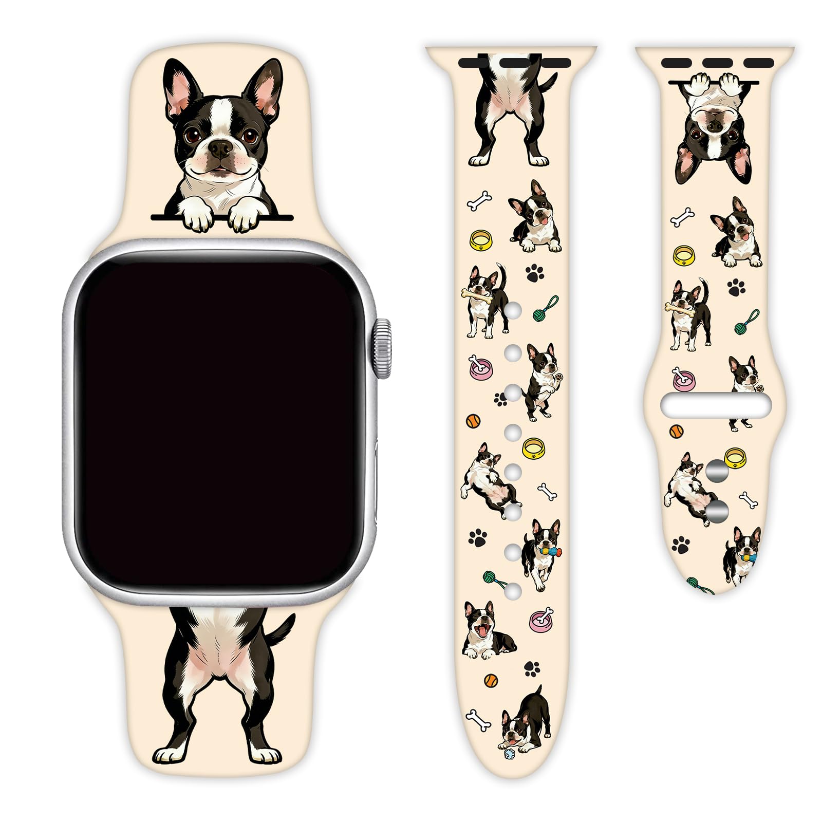 Dog Silicone Bands Compatible with Apple Watch 38mm 40mm 41mm 42mm 44mm 45mm 46mm 49mm Women Men, Soft Waterproof Replacement Sport Straps Wristbands for iWatch Series 11 10 9 8 7 6 5 4 SE/Ultra 3 2 1 - 5
