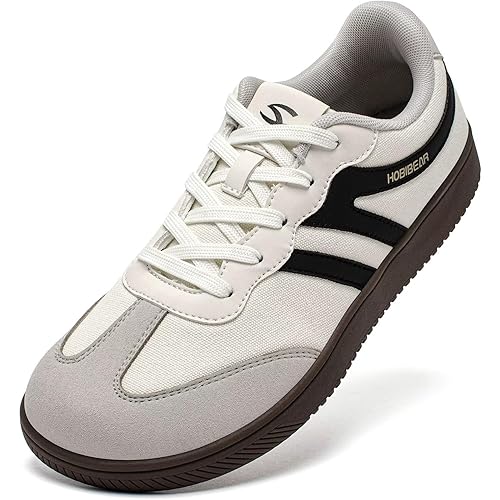 HOBIBEAR Barefoot Shoes Zero Drop Wide Casual Lace Up Retro Fashion Sneakers for Women Men