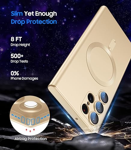 Vista 116 de Magnetic for Samsung Galaxy S24 Ultra Case [Compatible with MagSafe][Built-in Camera Lens Protector] Slim Soft Bumper TPU Shockproof Phone Shell