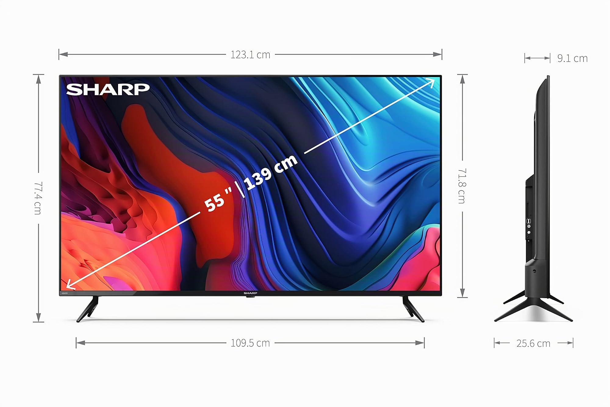 Sharp Aquos 55FL1EA, 50" LED Smart TV 4K UHD Android 11, DVB-T2/S2, 3840 x 2160 Pixels, Wi-Fi, Nero, 3xHDMI 2.1, 2xUSB, Chromecast integrato, Dolby Digital Plus, DolbyAC-4, DTS HD
