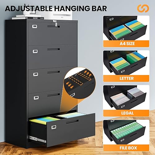 Vista 88 de Archivador de 3 cajones, archivador móvil totalmente ensamblado con cerradura para oficina en casa, caninete de metal con ruedas, cabina de tres